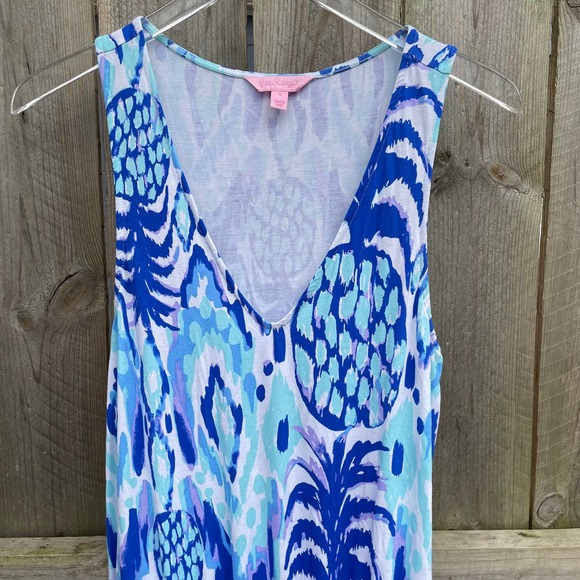 Lilly Pulitzer Women Paulina Jumpsuit in Tropi Call Me V-Neck Stretch Blue Small - Picture 6 of 12
